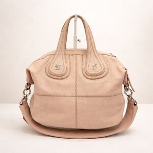 Authentic Givenchy Nightingale Small Satchel Nude Beige Leather Bag 304-031926